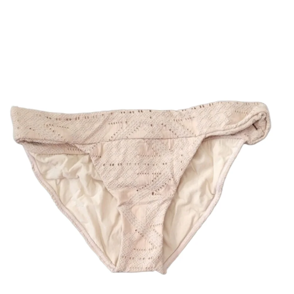 PilyQ Blush Crochet Thick Banded Brazilian Bikini sz L